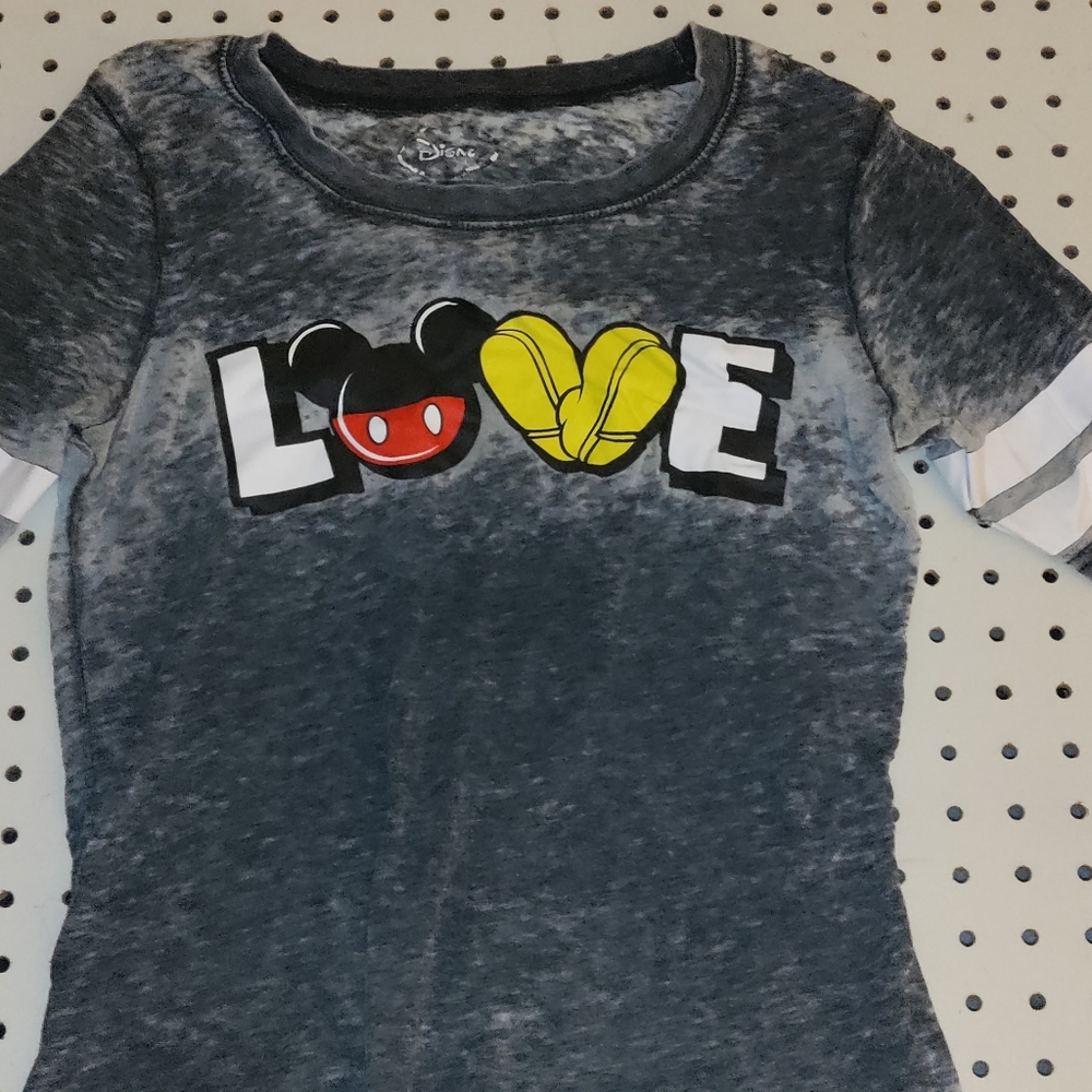 Disney love shirt. Grey with Mickey ears as O.. size medium..